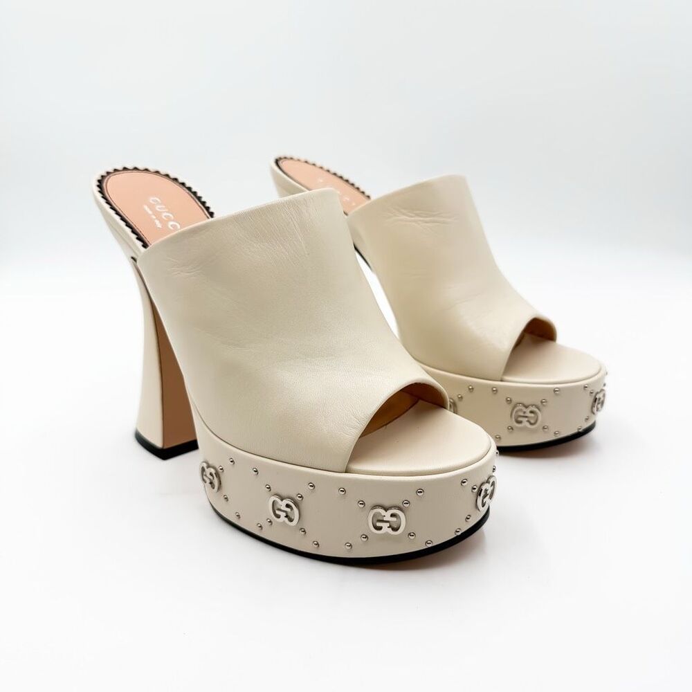 Gucci GG Janaya Platform Mules Monogram Sandals EU 39.5 US 9.5 - Picture 2 of 11